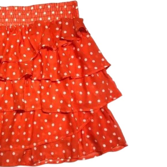 Maurices Orange and White Polka Dot Print Ruffled Skirt - Picture 4 of 11